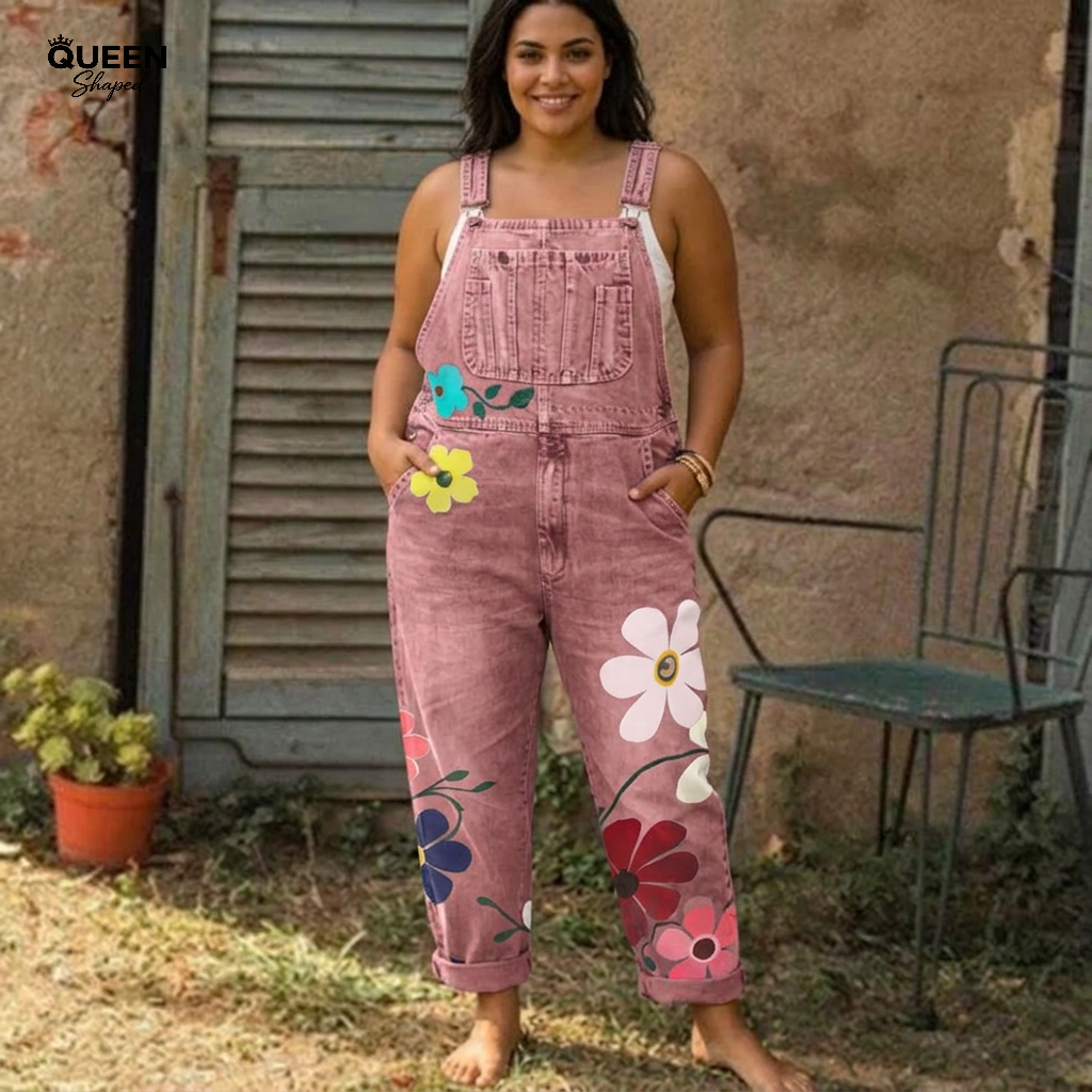 Abigail | Printed Denim Overall