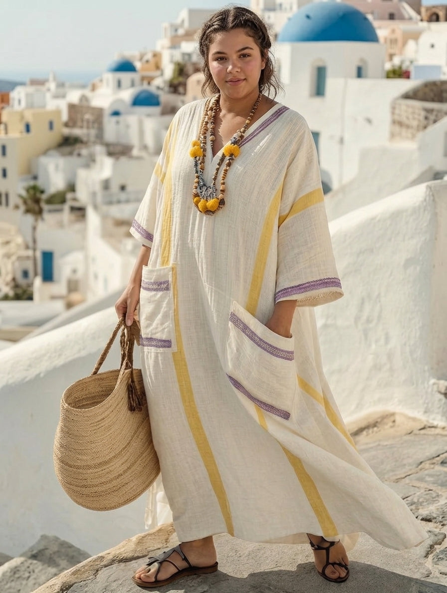 Vera Coastal Flow Dress - Plus size model