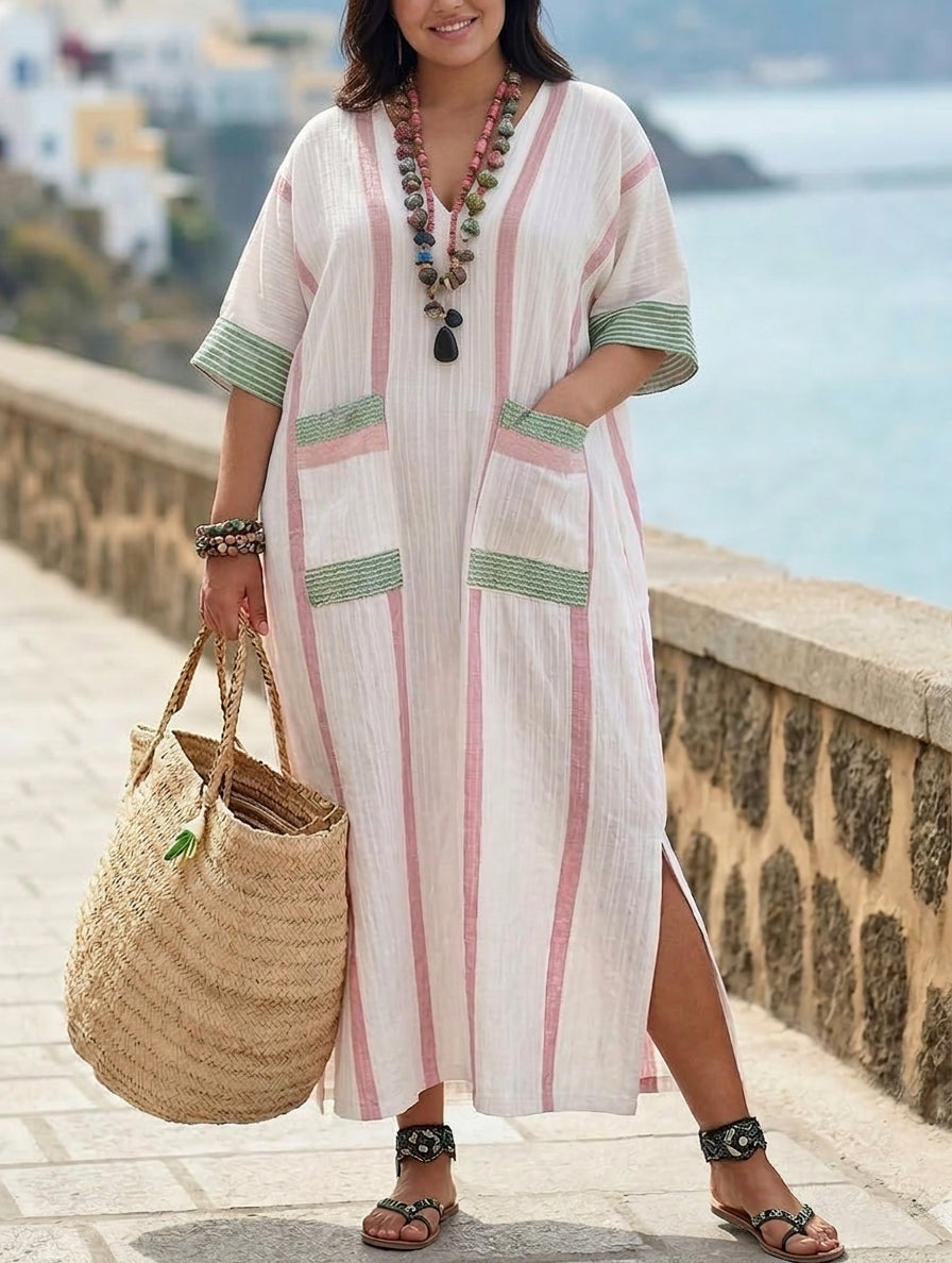 Vera Coastal Flow Dress - Plus size model