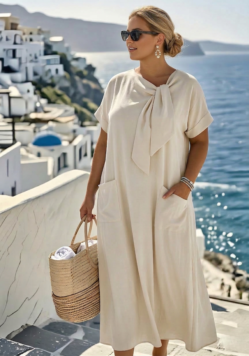 Ella Elegant Dress with Pockets - Plus size model