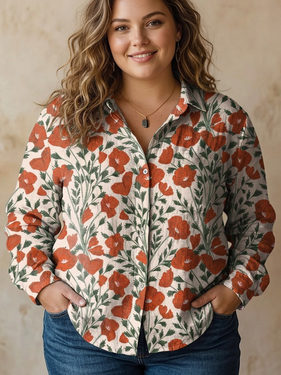 Martha | Summer Poppy Floral Pattern - Plus size model