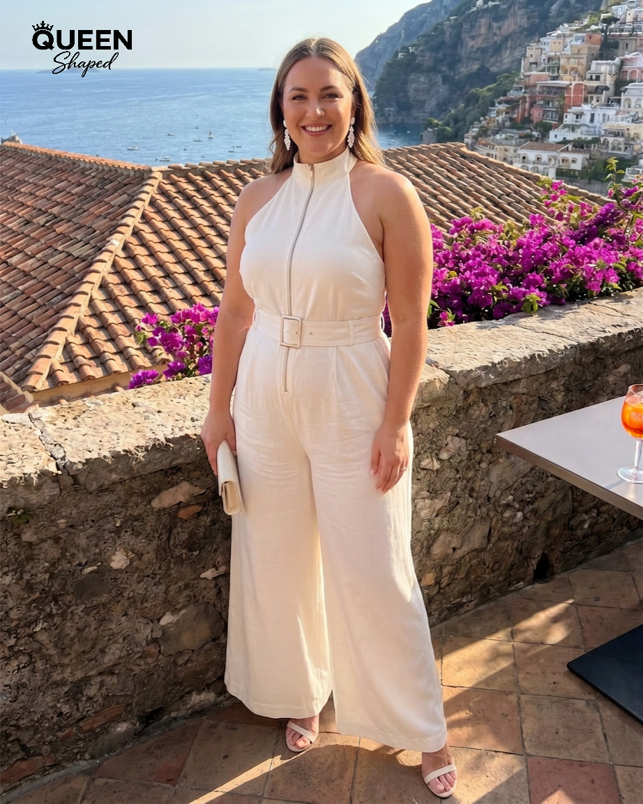 Astrielle | Belted High Neck Wide Leg Sleeveless Jumpsuit