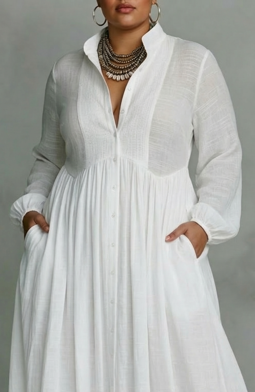 button front maxi dress plus size Serena
