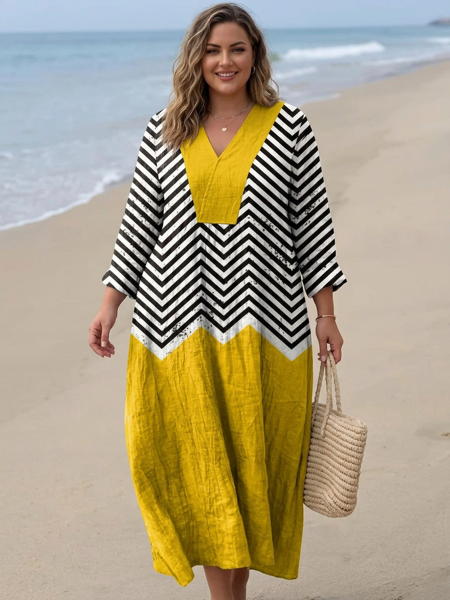 Cassia - Boho Printed Dress - Plus size model