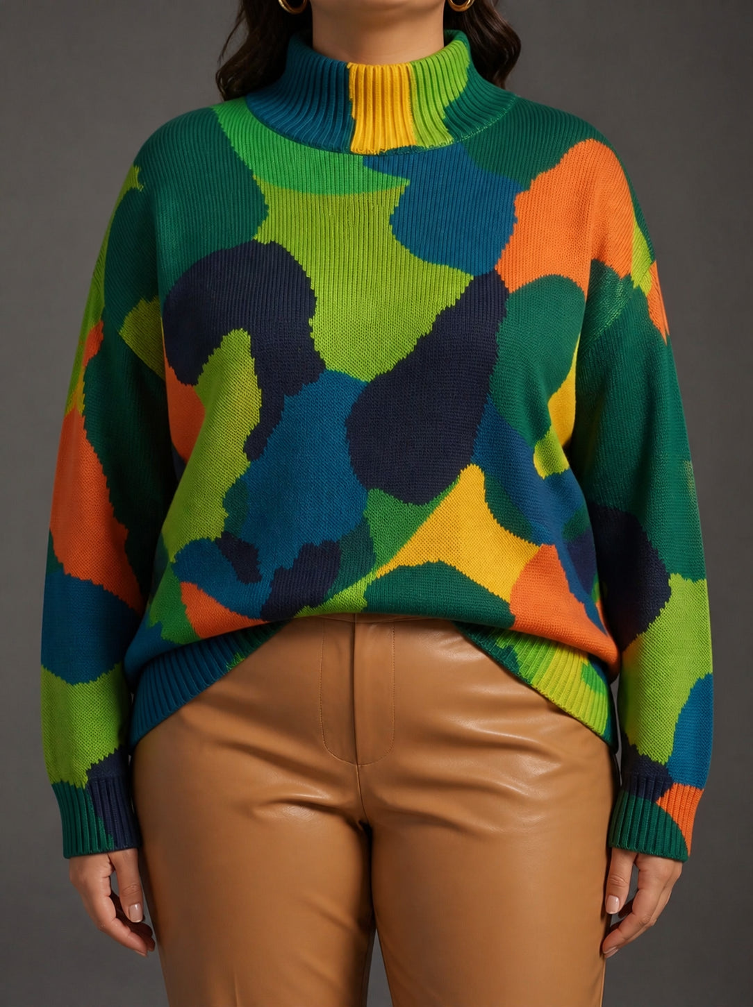 Rennick | Abstract Color-Block Turtleneck - Plus size model