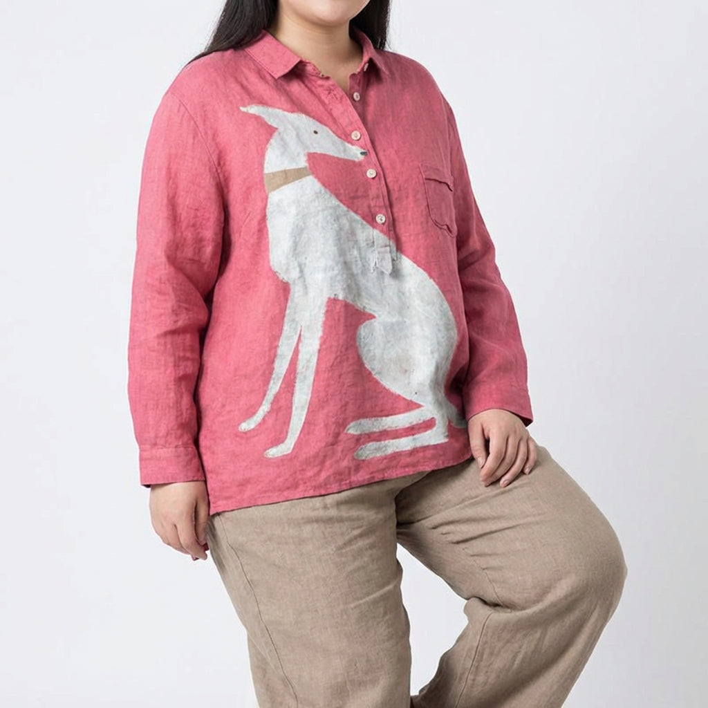 Constance | Elegant Linen Summer Blouse - Plus size model