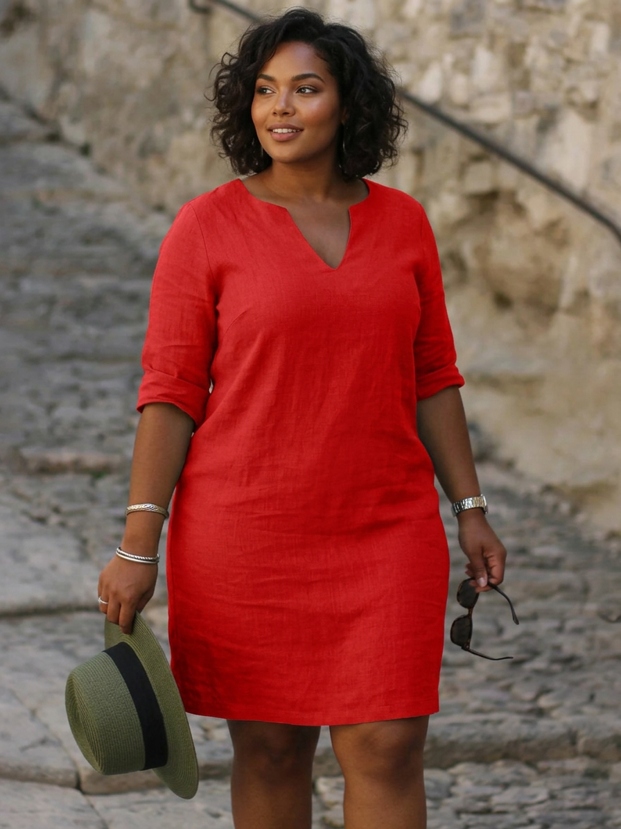 AMELIA | FLATTERING DRESS - Plus size model