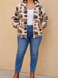 Sedona™ | Aztec Sherpa Zip Jacket - Plus size model