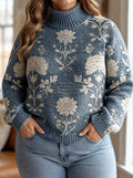 Solveig | Indigo Block-Print Turtleneck - Plus size model