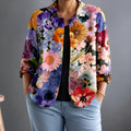 Margaret | Relaxed Floral Print Button-Front Blouse - Plus size model