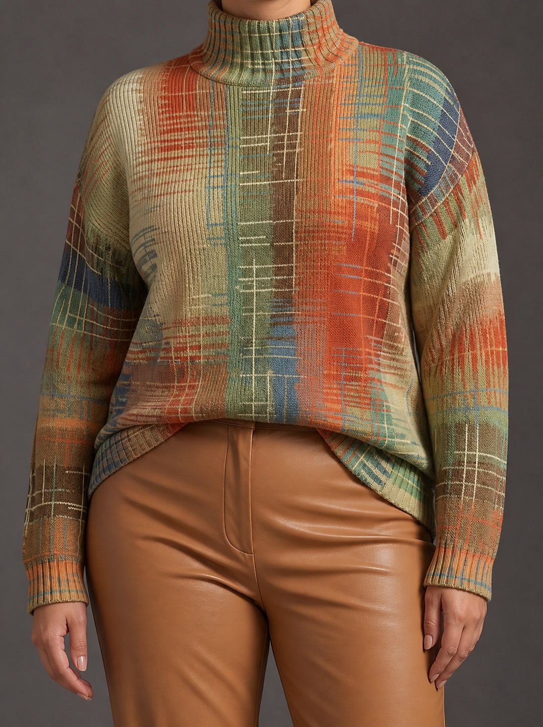 Sorrel | Painted Stripe Turtleneck - Plus size model