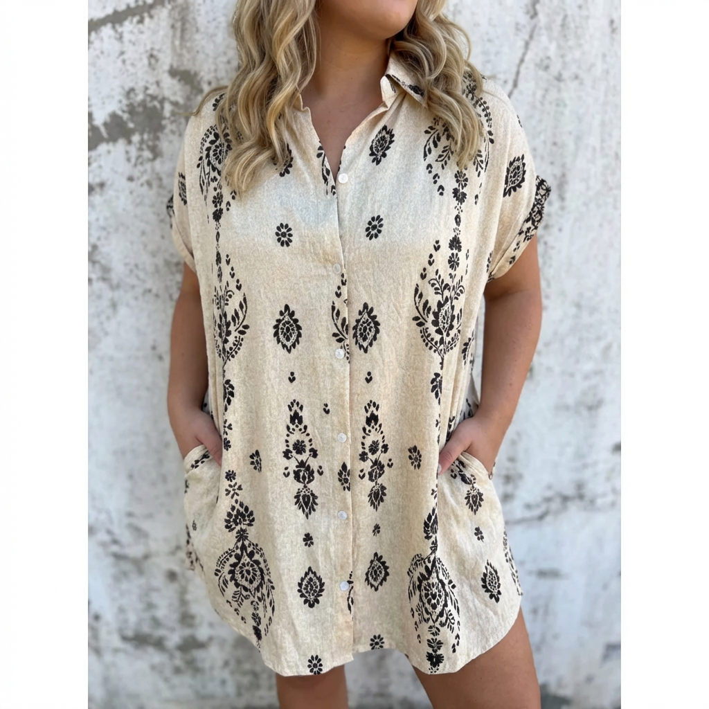 Mica - Vintage Boho Dress - Plus size model