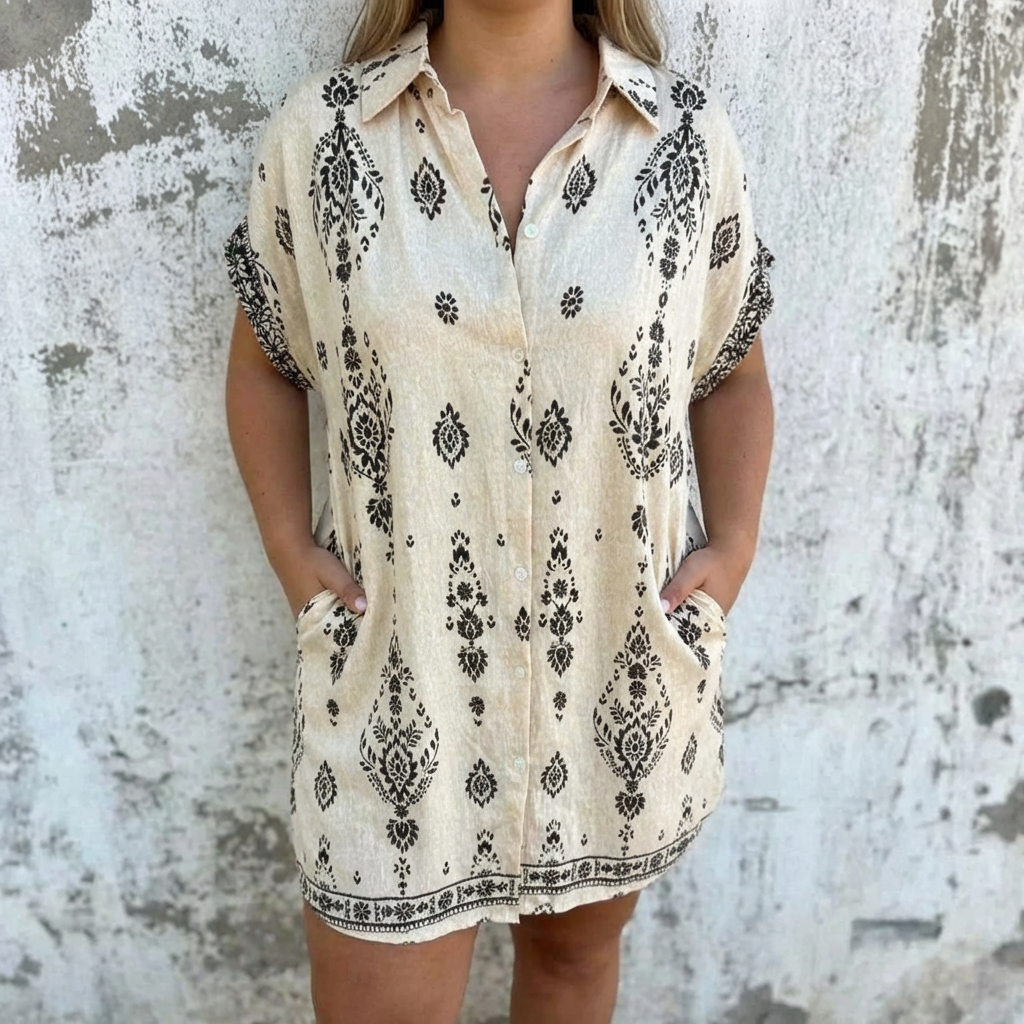 Mica - Vintage Boho Dress - Plus size model