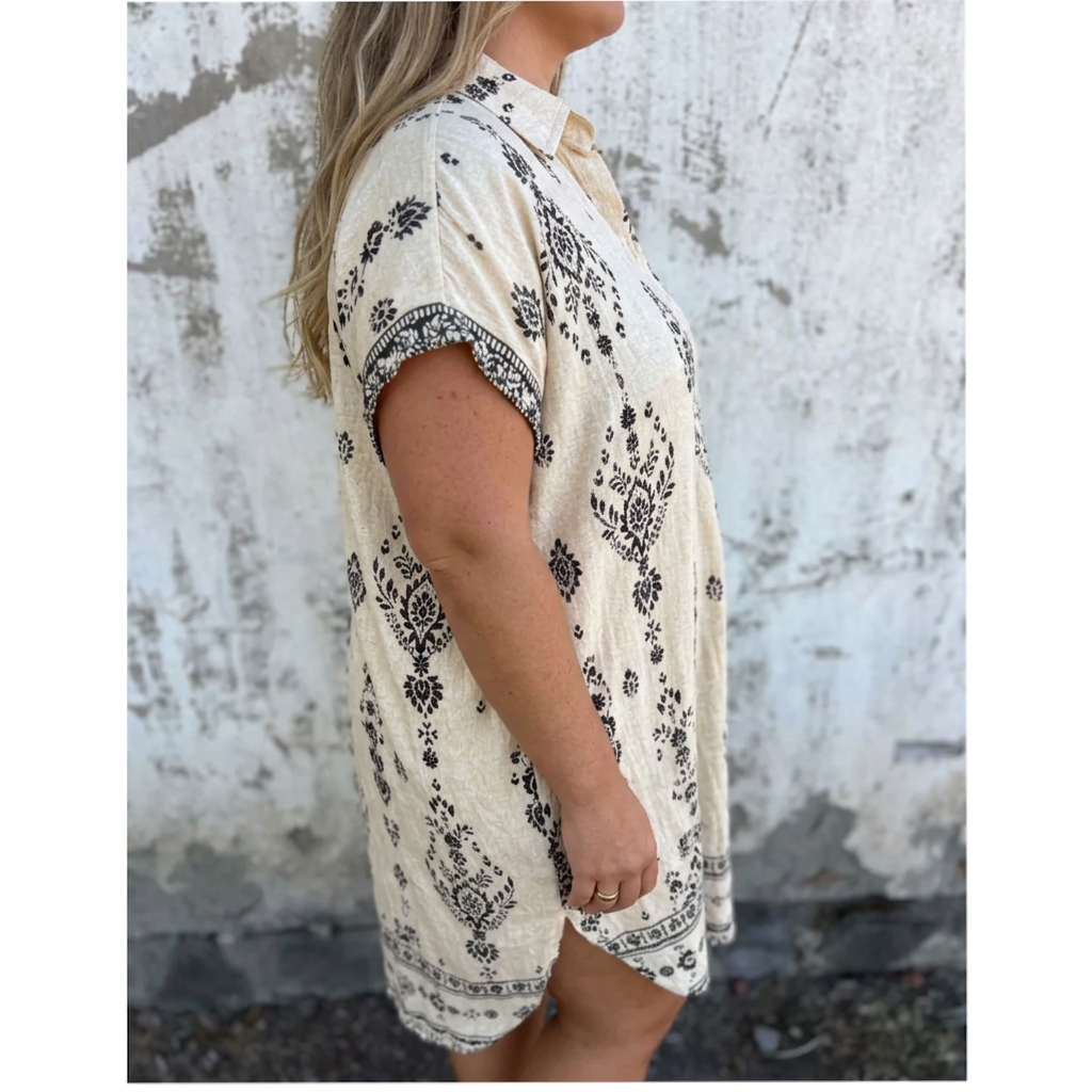 Seabreeze | Boho Dress Cotton-Linen - Plus size model