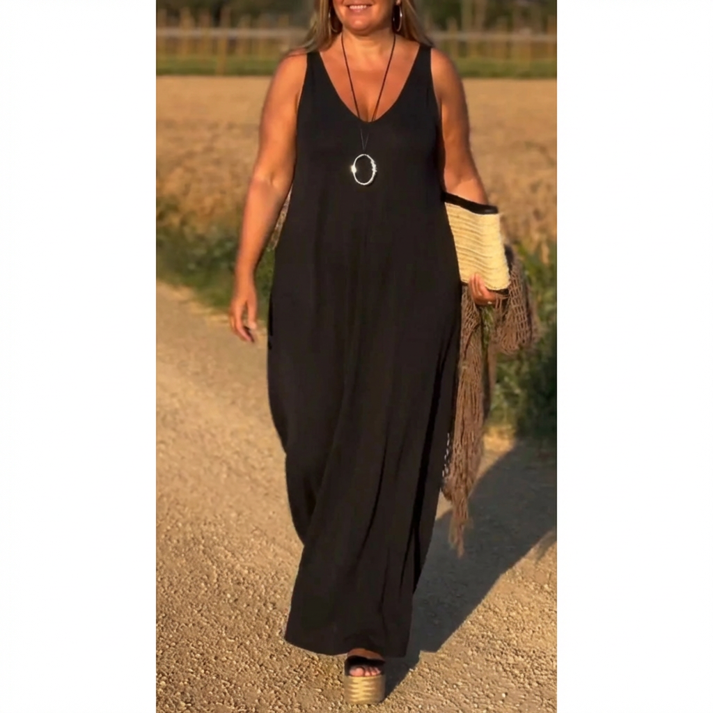 Selma - Casual Sleeveless Dress - Plus size model