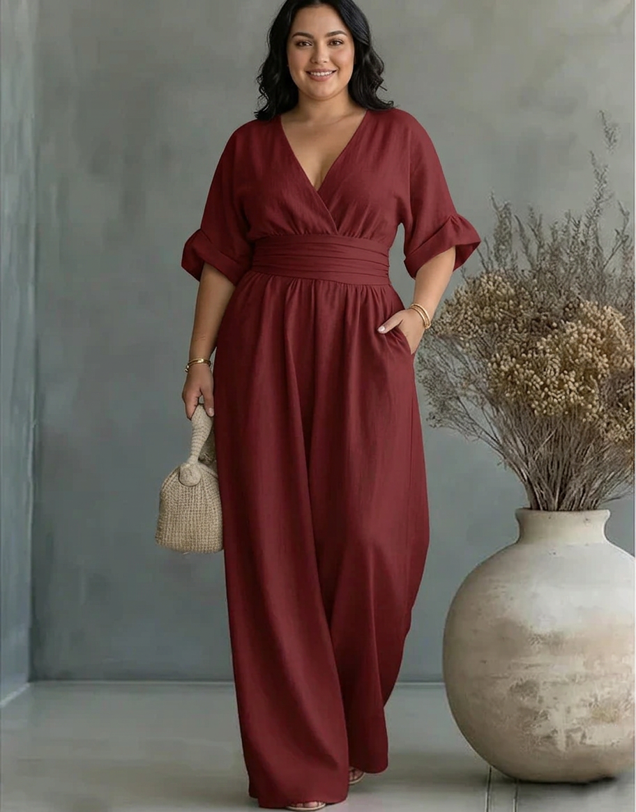 Elise – Elegant Fluid Jumpsuit - Plus size model