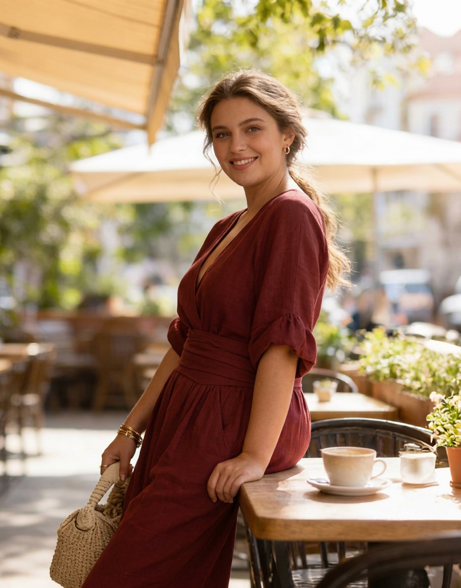 Elise – Elegant Fluid Jumpsuit - Plus size model