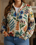 Donna | Garden Floral Zip Cardigan - Plus size model
