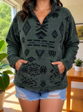Talula™ | Forest Aztec Fleece Half-Zip - Plus size model