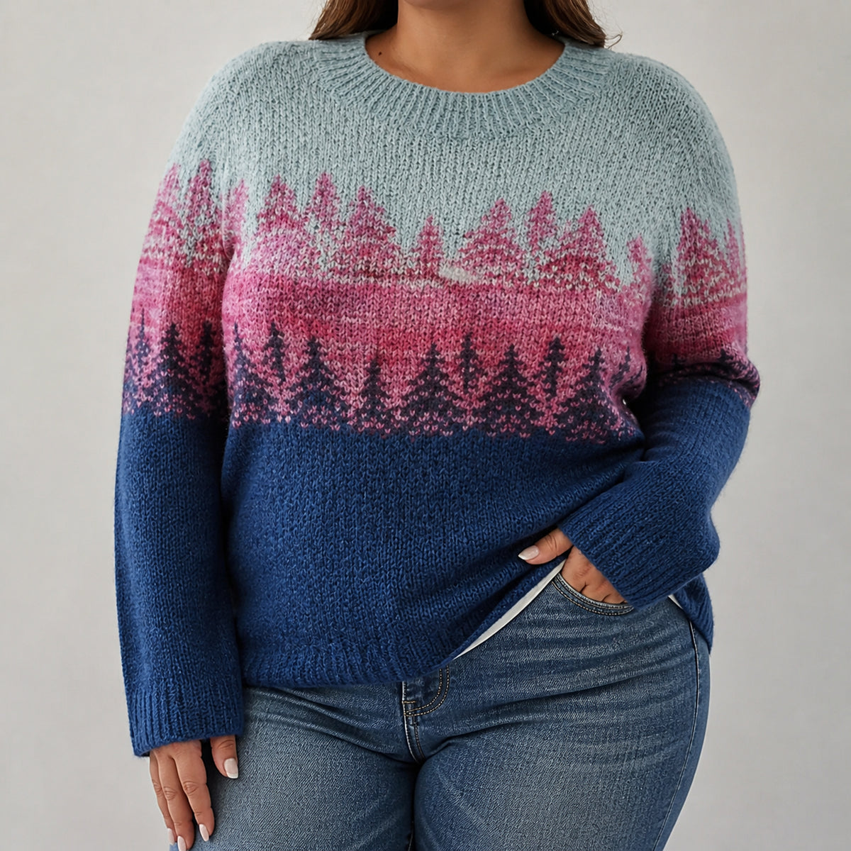 Georgia - Retro Scandinavian knitted sweater - Plus size model