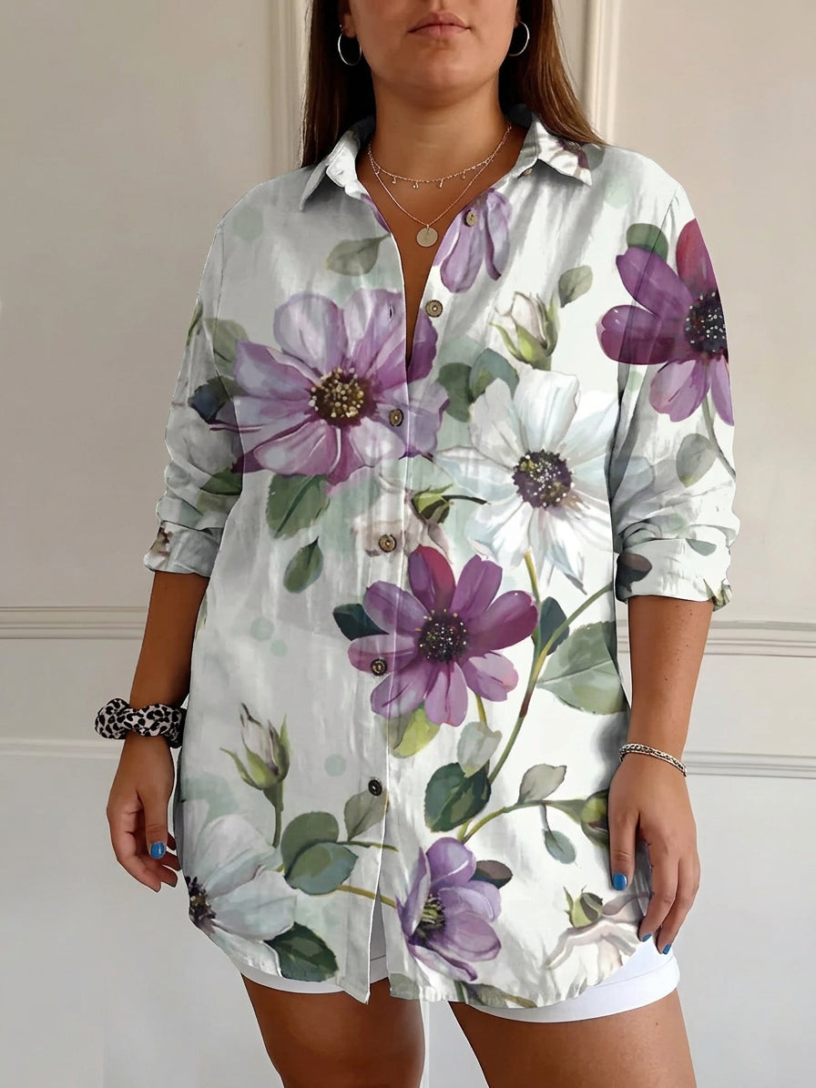 Avril™ | Chic Blouse with Whimsical Prints - Plus size model