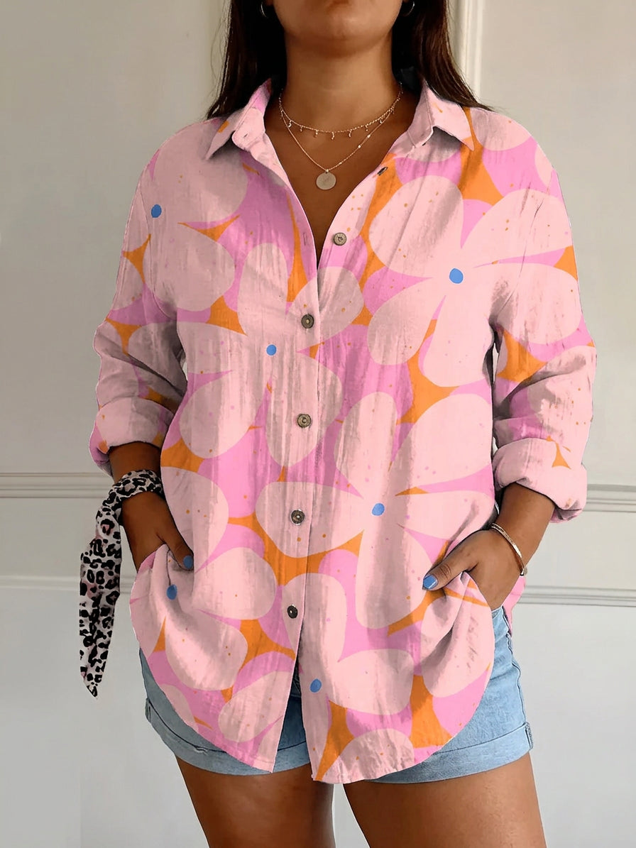 Avril™ | Chic Blouse with Whimsical Prints - Plus size model