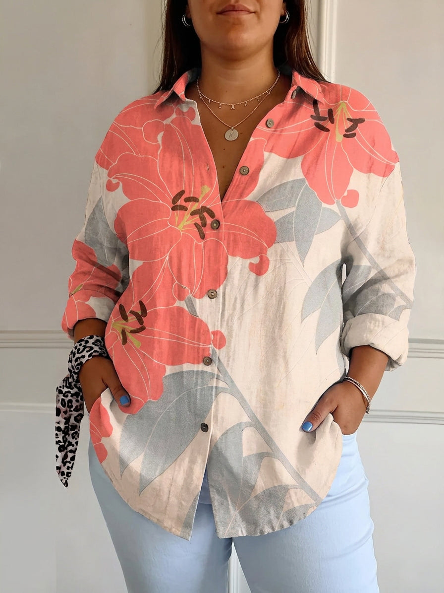 Avril™ | Chic Blouse with Whimsical Prints - Plus size model