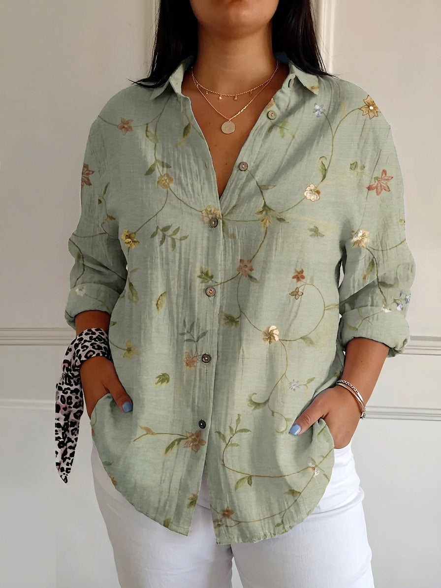 Avril™ | Chic Blouse with Whimsical Prints - Plus size model