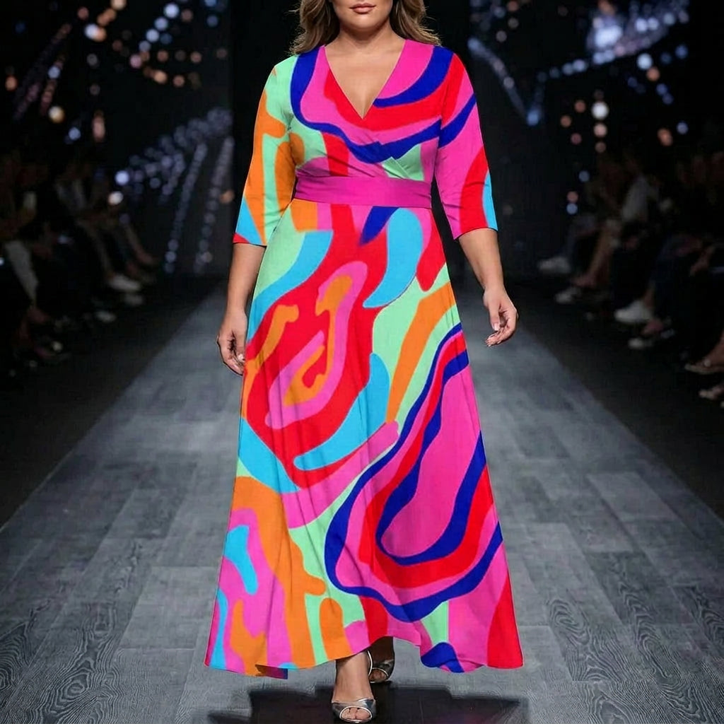 Ysa | Chic Dress with Floral Print - Plus size model