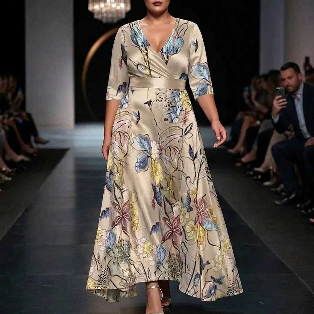Ysa | Chic Dress with Floral Print - Plus size model