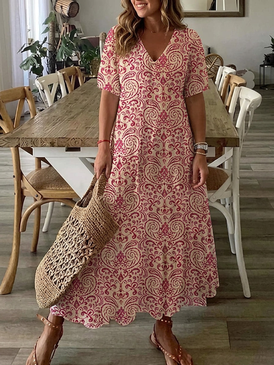 Michaela - Boho Tummy Coverage Dress - Plus size model