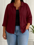 Diane | Wine Red Loose Point-Collar Blouse - Plus size model