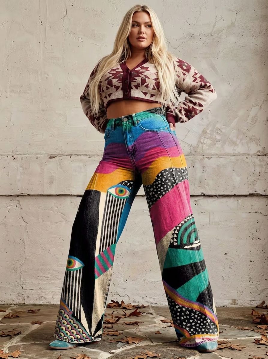 Talia - Flared Pants Boho Chic - Plus size model