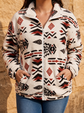 Winslow™ | Hooded Aztec Sherpa Jacket - Plus size model