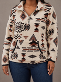 Wynora™ | Aztec Half-Zip Sherpa Pullover - Plus size model