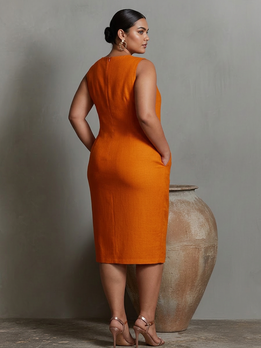 Maureen | Midi Dress with pockets - Plus size model
