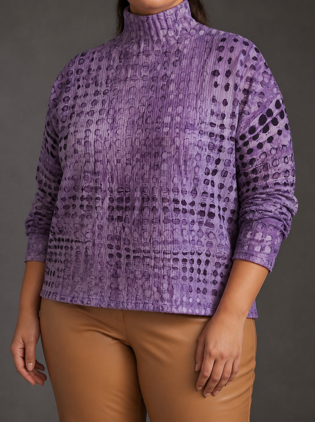 Ysolde | Lavender Lattice Turtleneck - Plus size model